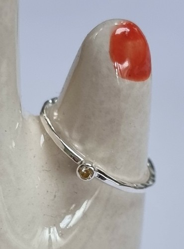 Sterling silver stacking ring with 2mm cubic zirconia , all sizes, - Picture 24 of 35