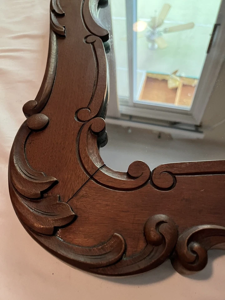 Beautiful Queen Anne Dresser Mirror Converted To Wall Mirror - Image 3 of 4