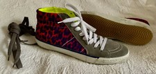 New Serafini Sports Sneakers Hi-Top Trainers Size 41 Lace Up Shoes Neon Leopard