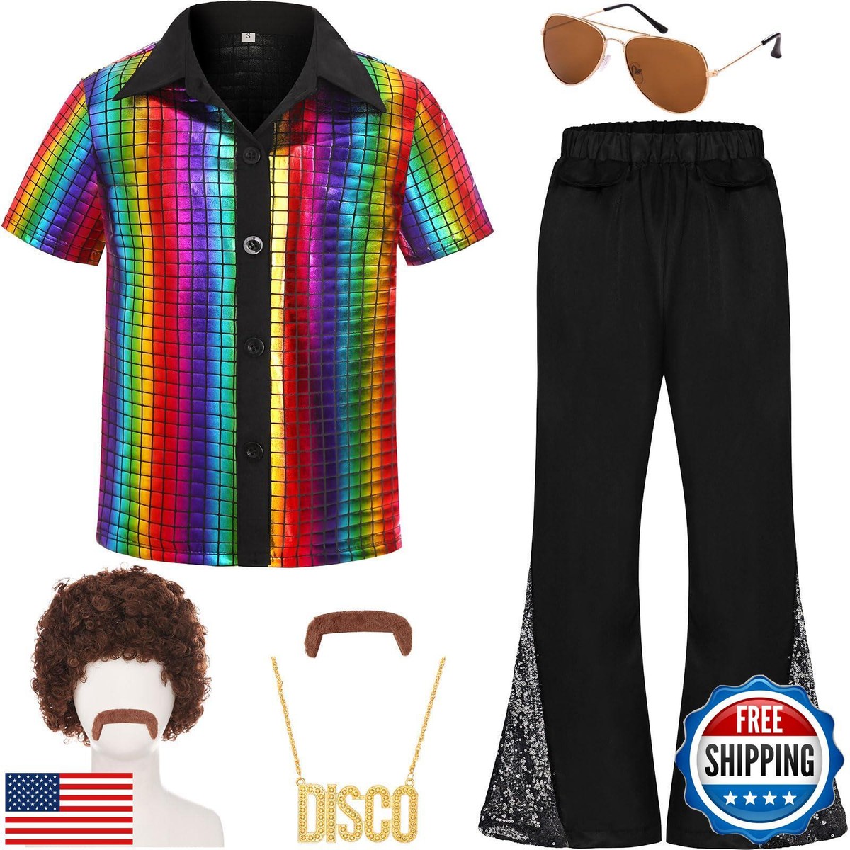 Gorkonpy 70s Outfits for Boys Kids Disco Costume Halloween Party Dress Up  (Mu | eBay
