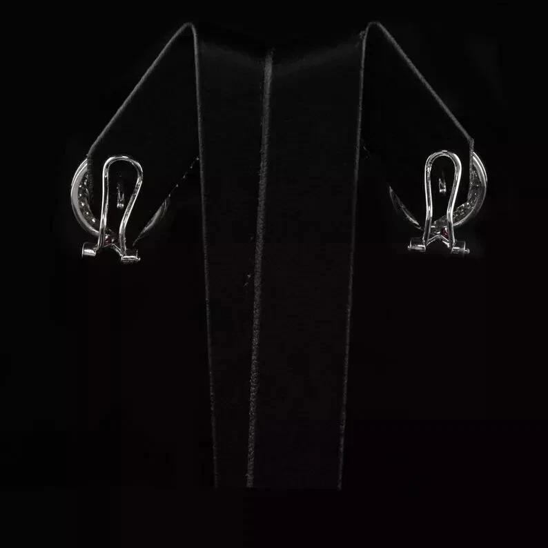 Vintage Art Deco Style 2Ct Lab Created Diamond Ruby Earrings 14k White Gold FN - Image 3 of 4