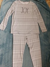 Rae Dunn Gray Soft Pajama Lounge Set Pajamas Womens Size L - JOY