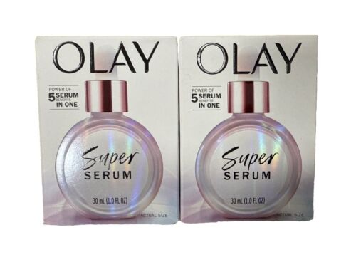 LOT OF 2 Olay Super Serum 5-in-1 With Niacinamide,Vitamin C Collagen Peptide 1oz