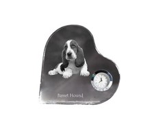 Basset Hound - Kristalluhr Avec Einem Hundebild, Herzregal-Uhr, Personnalisé S