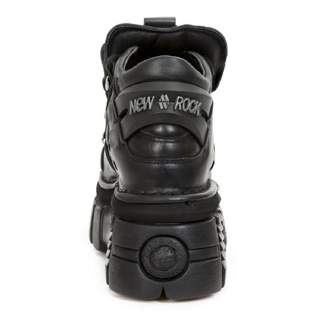 NEW ROCK M.106-S29 TOWER SHOES Metallic Black Leather Biker NEW ROCK M.106-S29 TOWER SHOES Metallic Black Leather Biker