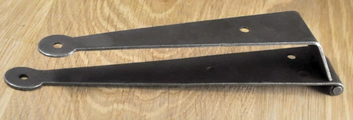 SINGLE ANTIQUE IRON PENNY END HINGE CRANKED HINGE 7" FOR BLANKET BOX / CHEST +