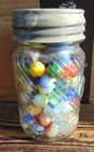 Vintage Pint Jumbo Peanut Butter jar full of vintage marbles, free U.S. shipping — photo 3