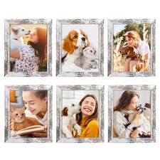 8x10 Rustic Picture Frames Set of 6 Distressed White Composite Wood Farmhouse...