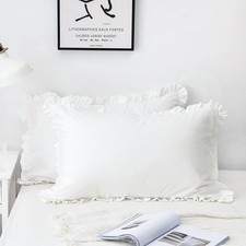 Ruffled Pillow Case Set, Pack of 2 Edge Ruffled Pillow Shams 100 Brushed