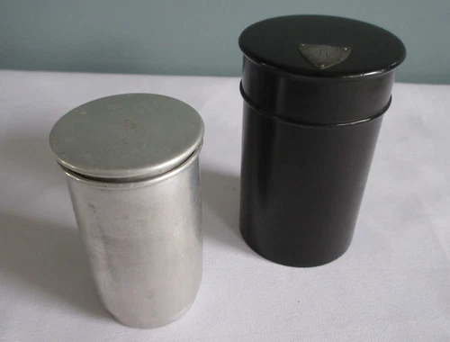 Antique Ebony Shaving Soap Holder Silver Crest W Monogram Gentlemans Dresser