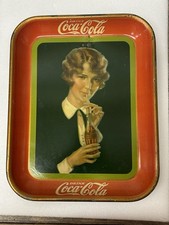 Original 1927 Coca-Cola Coke Soda Serving Tray Girl Drinking Coca Cola READ~