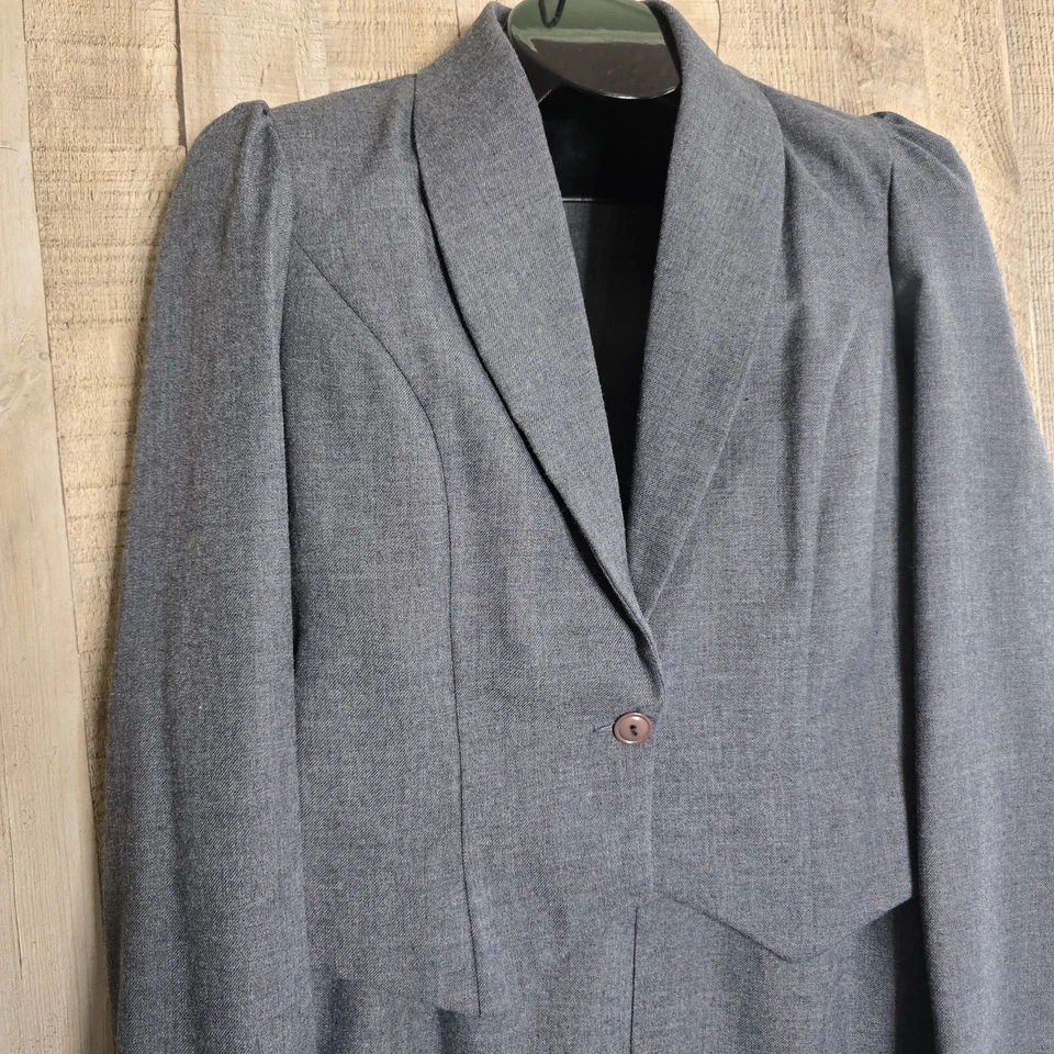 Винтажный 60-х женский костюм комплект серый Chambray Western карьера США союз сделано маленький 34 - Изображение 3 из 4