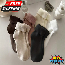 6 Pairs Women's Solid Color Thick Warm Casual Versatile Wool Blend Mid-Calf Sock