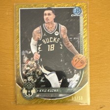 2023-24 Bowman Chrome Kyle Kuzma Gold Serial 11/50 Milwaukee Bucks BCV-82