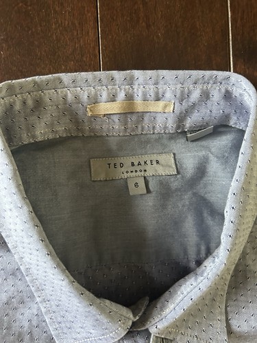 Camicia uomo Ted Baker taglia 6 blu grigio stampa geometrica - Foto 4 di 7