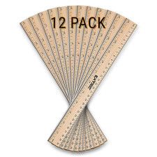 Rulers 12 Pack - Rulers 12 Inch, Wood Ruler with Metal Edge Great for School, Cl