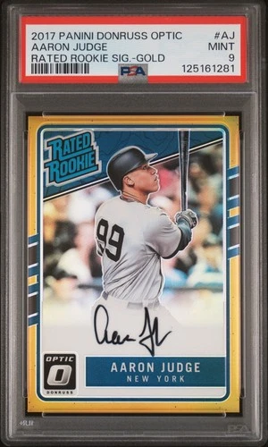 2017 Donruss Optic Gold #RRSAJ Aaron Judge RATED ROOKIE RC AUTO /10 PSA 9