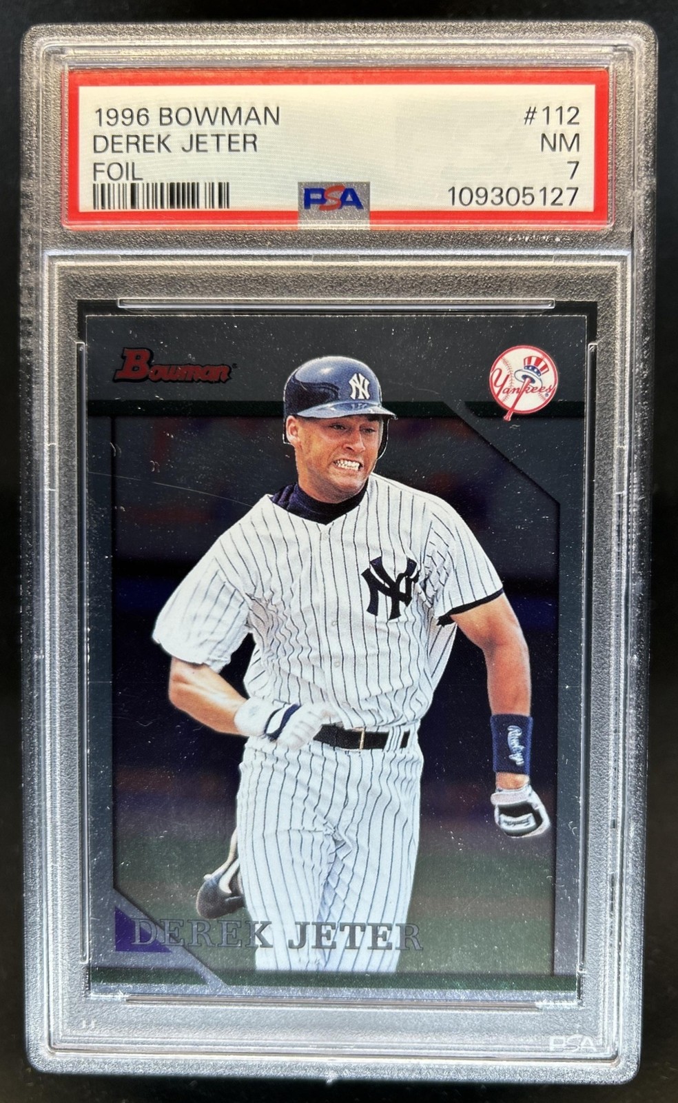 1996 Bowman Derek Jeter Foil #112 New York Yankees PSA 7 view 1