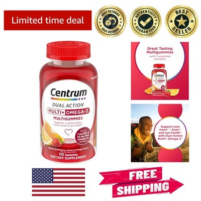 MultiGummies Multi+ Omega 3 Adult Multivitamin - 110 Count, Delicious Fruit F...