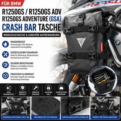 Für BMW R1250GS ADV GSA usw Crashbar Tasche Werkzeugtasche Wasserdicht Rahmen