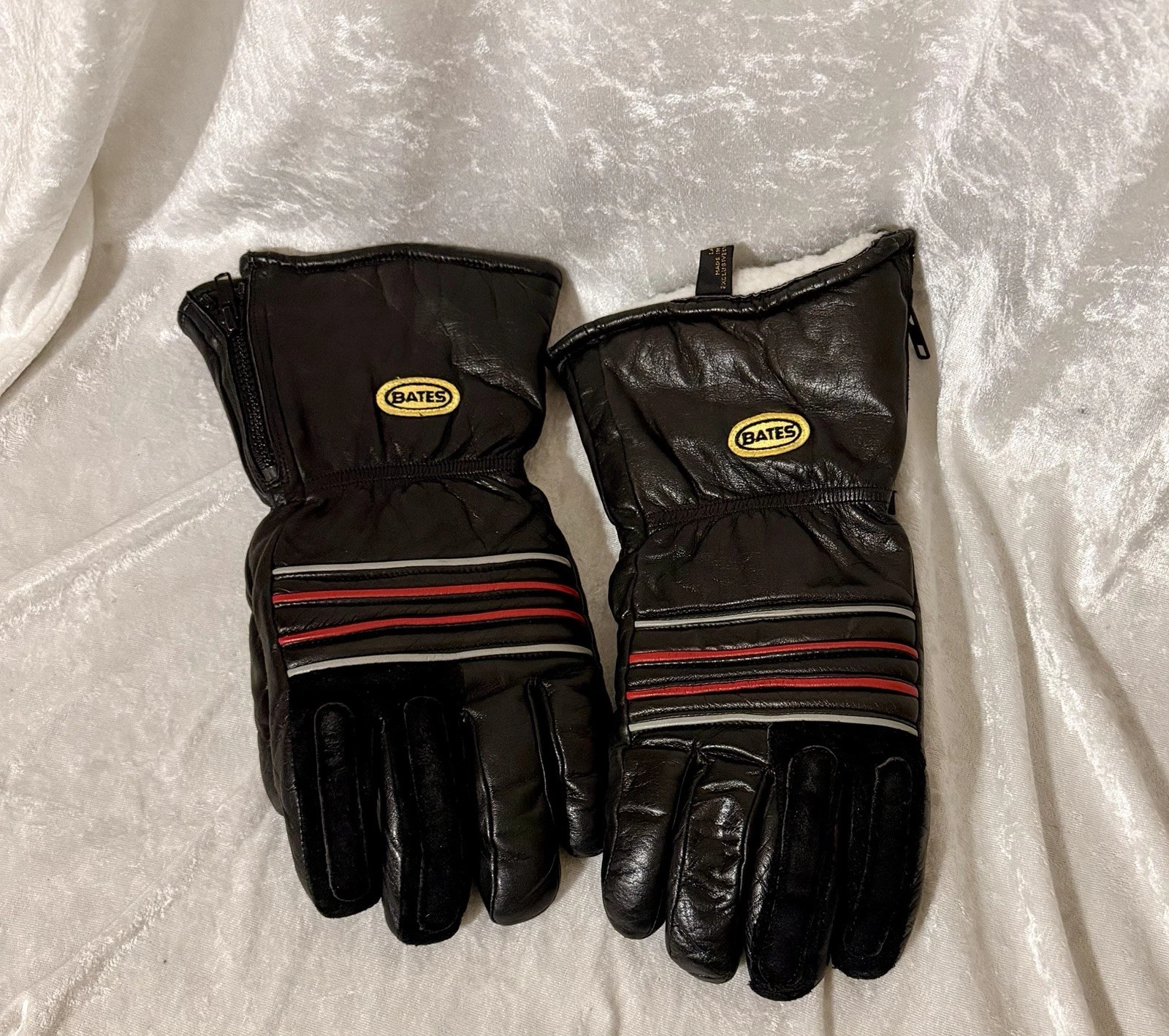 Bates Men’s S Motorcycle Riding Leather Gloves Insulated Black Vintage