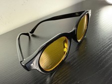 Mens Round Sunglasses Black Frame Yellow   Ti...