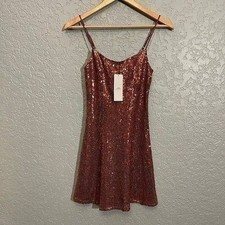 Urban Outfitters Bronze Gretta Sequin Slip Mini Dress