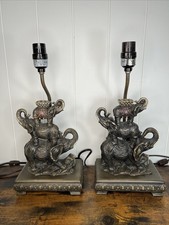 2 Vintage Mid Century MCM Stacked Elephant Table Lamp READ