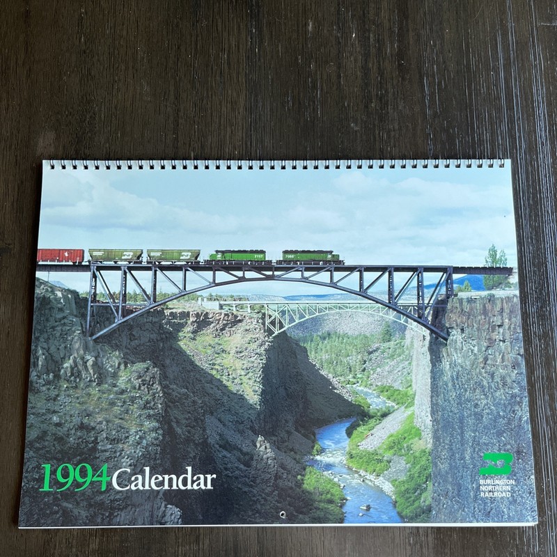 Vintage 1994 Burlington Northern Railroad Wall Calendar