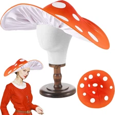 20 Inch Mushroom Hat Costume Cosplay Accessory Oversized with Wired Brim Cap Fel