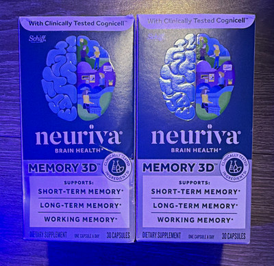 Neuriva Brain Health+ Memory 3D lot of 2 . 2x30 Capsules Exp 02/2028