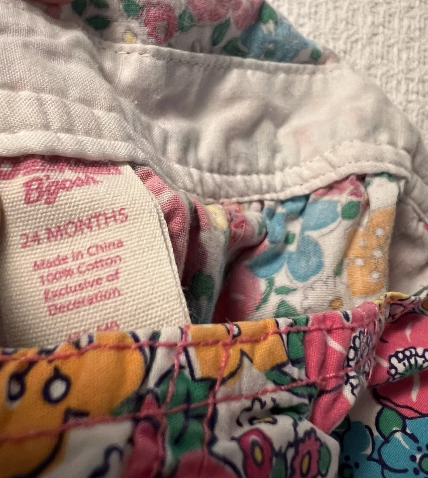 Pantalones cortos florales Oshkosh vintage mameluco burbuja flores rosa chaleco 24 meses Foto 3 de 3