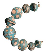 Handmade Turquoise  Ivory Glass Lampwork Beads - New