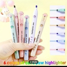 6x Assorted Highlighter Pens Bright Fluorescent Pen Colours Drawing Highlighters