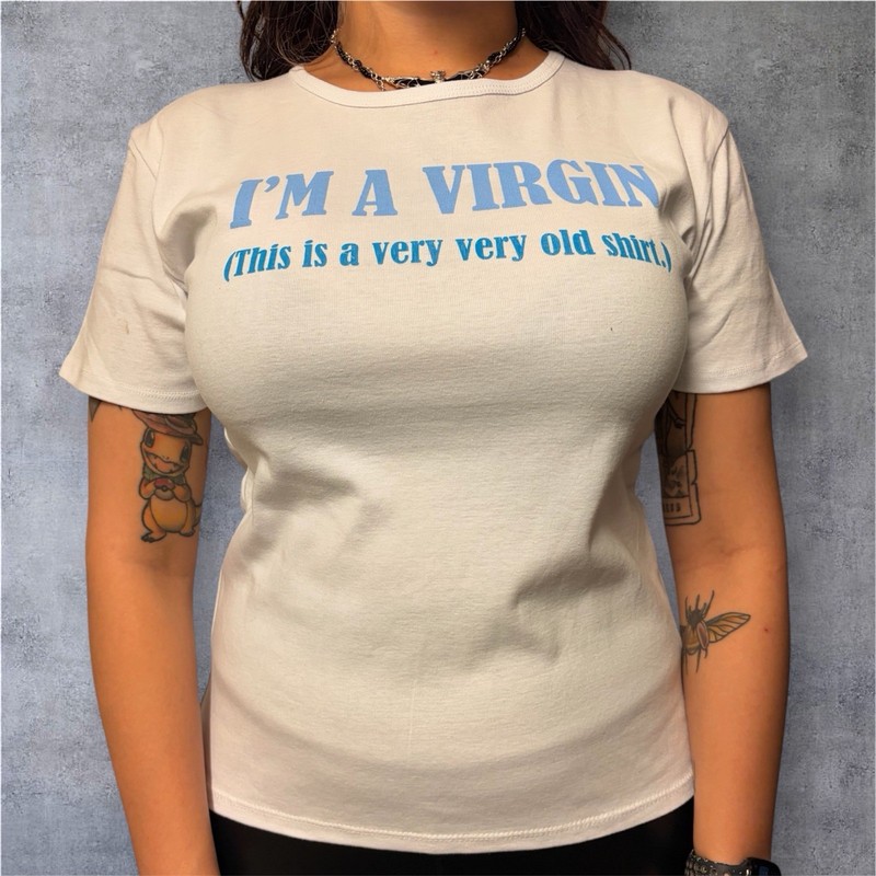 Y2k Woman’s Tee Size 2Xl “ I’m A Virgin ( This Is A Ver Very Old Shirt ) Quote