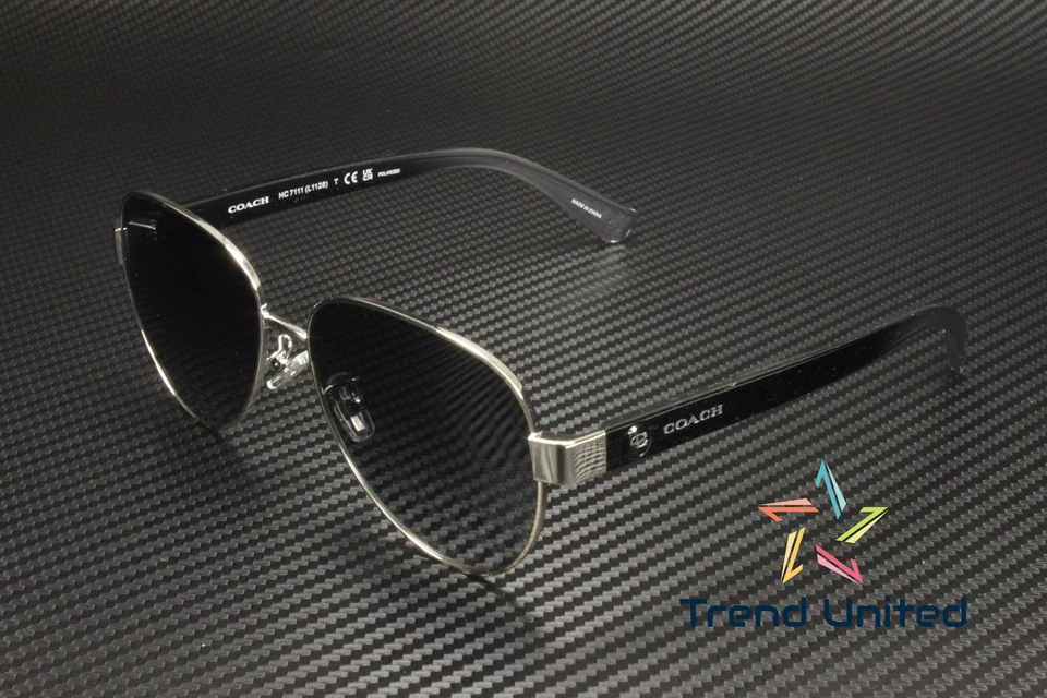 Gafas de sol para mujer COACH HC7111 9001T3 Pilot plateadas gris oscuro grado polarizadas 57 Foto 2 de 4