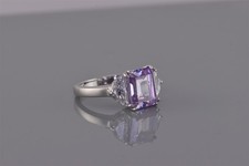Sterling Silver Purple Amethyst Cubic Zirconia Accent Band Ring 925 Sz: 7