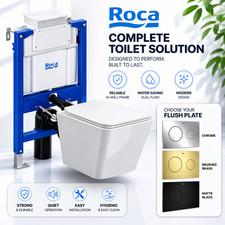 Wall Hung Toilet Set 82cm Roca Frame Concealed Cistern Choice of Flush Plate
