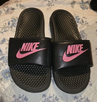 Nike Benassi JDI Slides Sandals 343881-061 Black Vvid Pink Womens Size 9 CHARITY
