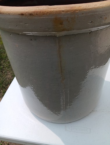 Antique Large Stoneware #5 Blue Writing 5 Gallon Farmhouse Crock Beautiful - Picture 4 of 9