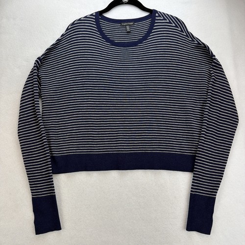 Eileen Fisher, Eileen Fisher Cropped Sweater Viscose Thin Oversized Blue Stripe Women’s Size XS