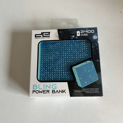 Digital Essentials Blue Bling Power Bank 2400MAH Compatible W Most Smartphones
