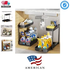 Maximize Storage with 2 Pack Pull-Out Under Sink Organizers – L-Shaped Design