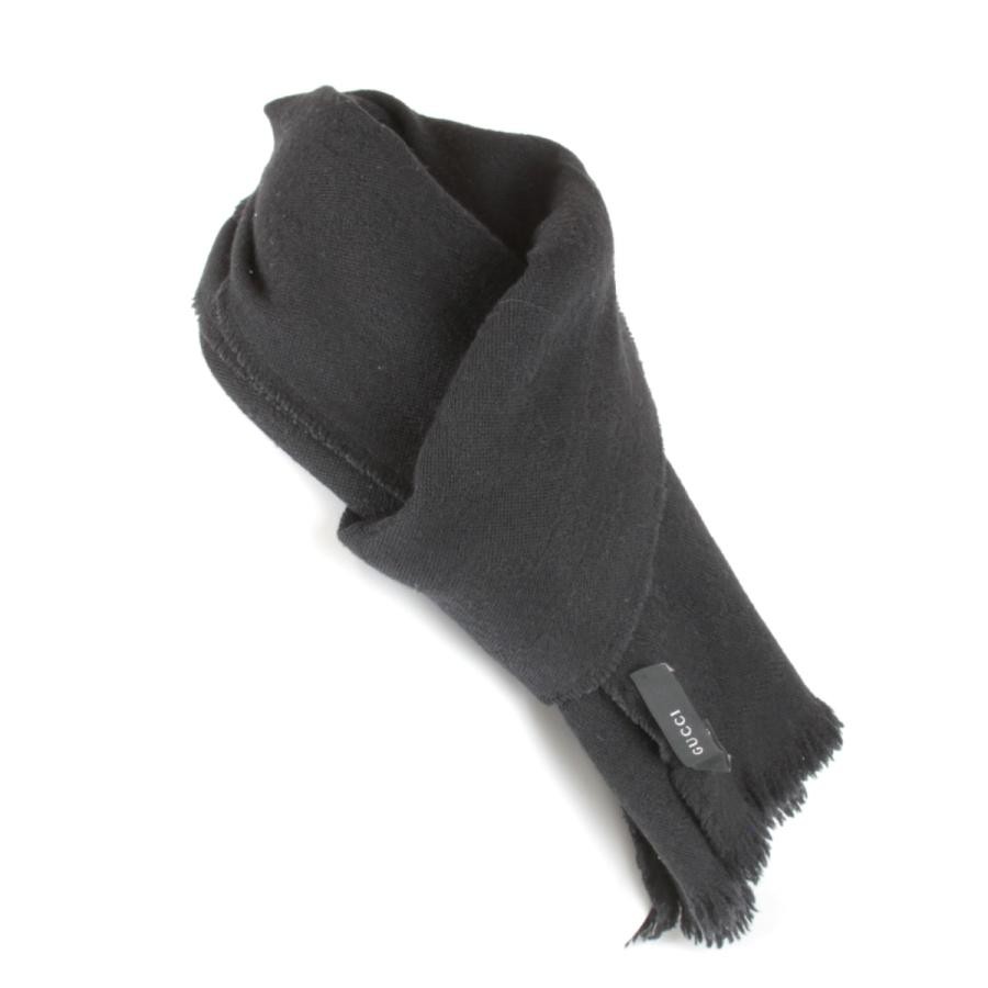 GUCCI Authentic muffler color black High Quality Luxury brand women's size 172cm