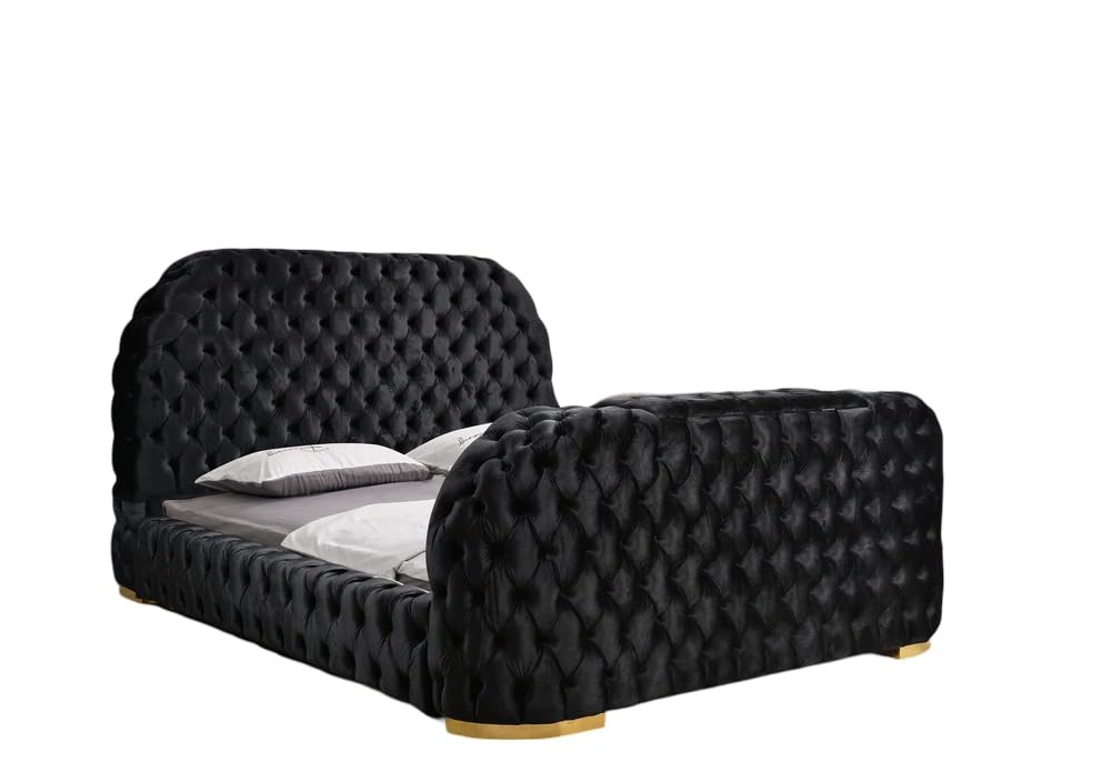 Fireplace In Footboard Golden Leg Black