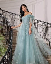 Formal Appliques Wedding Dresses Long Bespoke Occasion Gown Pastrol Tulle
