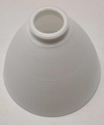 8" Corning No. 82012 Waffle Milk Glass Torchiere Lamp Diffuser Shade Vintage