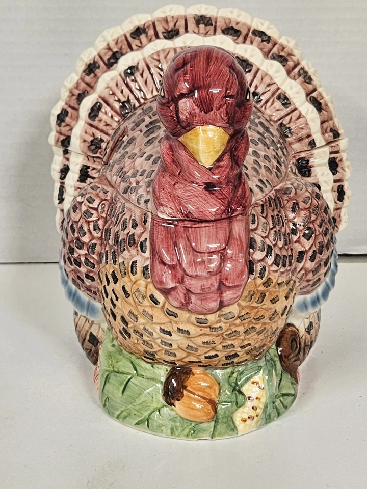 Barco de cerâmica vintage peru molho com tampa decoração de outono Ação de Graças 6,5" - Imagem 2 de 4