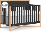 Owen 5-In-1 Convertible Full-Size Baby Crib in Matte Black, Greenguard Gold & JP