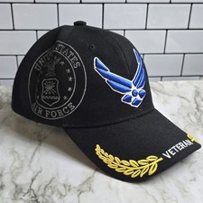 US AIR FORCE USAF WING VETERAN LEAF SHADOW CAP HAT BLACK